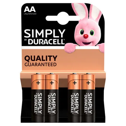 Duracell Simply AA Alkaline Batteries 4 Counts