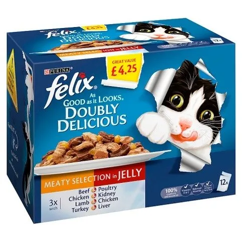 Felix As Good As It Looks Doubly Delicious Cat Food Mixed Jelly 12 x 100g (Box)