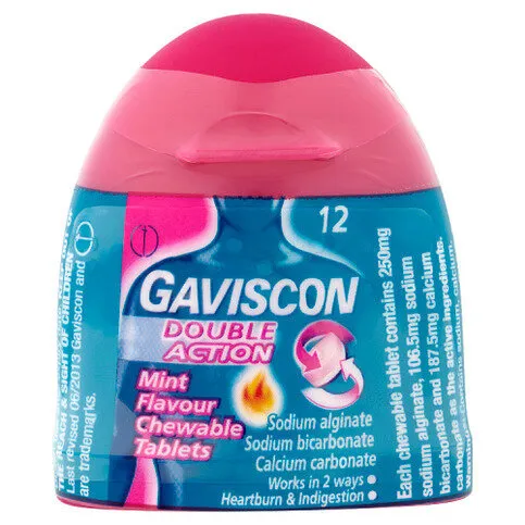 Gaviscon Double Action Mint Flavour Chewable Tablets 12 Pack