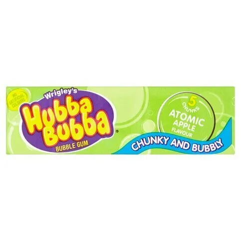 Wrigley's Hubba Bubba Atomic Apple Bubble Gum 5 Chunky Chews