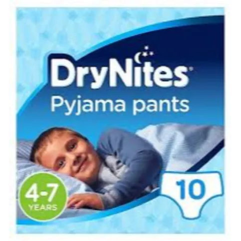 Huggies DryNites, Pyjama Pants, Boy, 4-7 Years (17-30kgs), 10 Pants