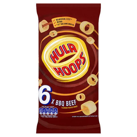 Hula Hoops BBQ Beef Multipack Crisps 6 x 24g