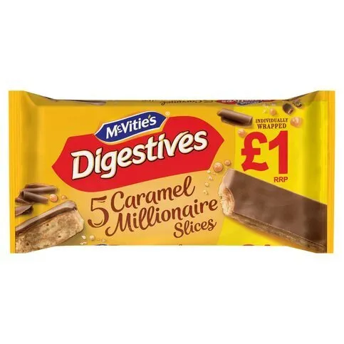 McVitie's Digestives 5 Caramel Millionaire Slices 109.9g