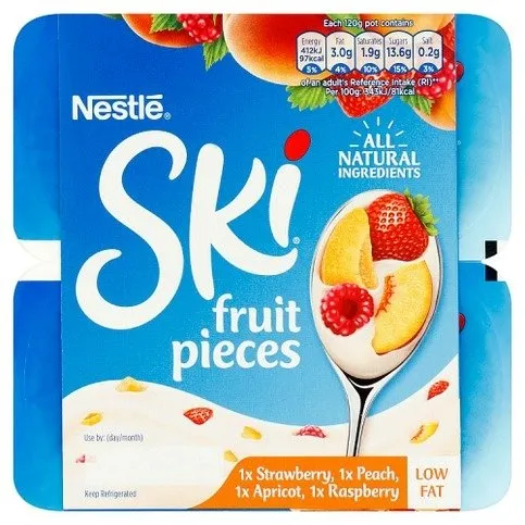 Ski Fruit Pieces Strawberry, Peach, Apricot and Raspberry Yogurt 4 x 120g (480g)