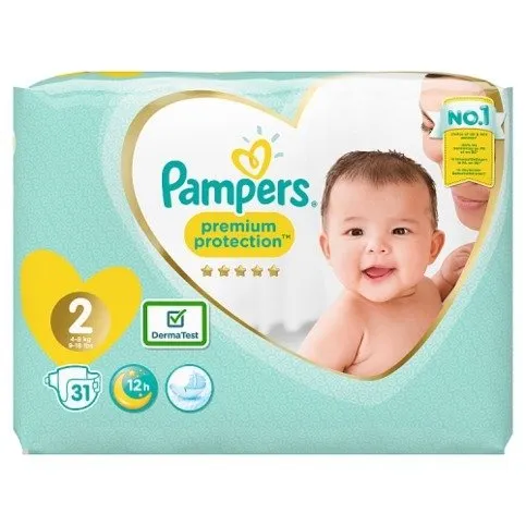 Pampers Premium Protection Size 2, 31 Nappies, 4-8kg, Carry Pack