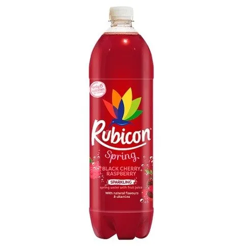 Rubicon Spring Black Cherry Raspberry Flavoured Sparkling Spring Water - 1.5 Litres Juice Bottle