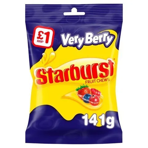 Starburst Very Berry Fruit Chews Sweets Treat Bag 141g