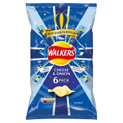 WALKERS CHEESE & ONION 6PK (6X25G)
