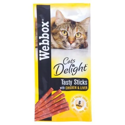 Webbox Cats Delight 6 Tasty Sticks with Chicken & Liver 30g - Cat Food