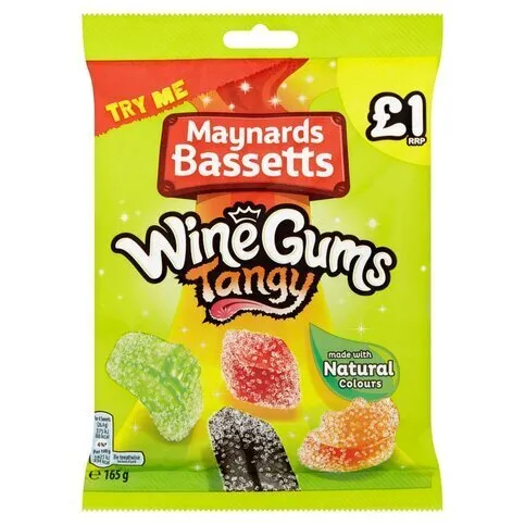 Maynards Bassetts Wine Gums Tangy Sweets Bag 165g