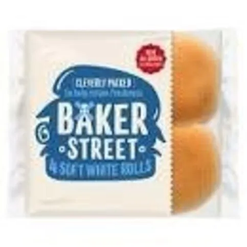Baker Street Soft White Bread Rolls 4 Pack