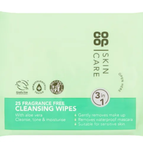 Со-ор Skin Care 25 Biodegradable 3 in 1 Cleansing Wipes