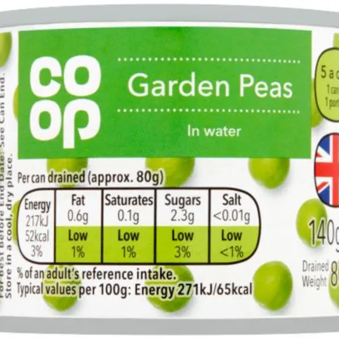 Co-Op Garden Peas 140g