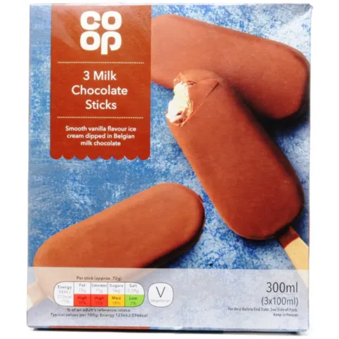 Co-op Milk Choc Sticks 3 x 100ML