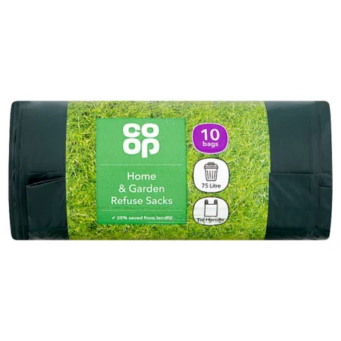 Co-op 10 Home & Garden Refuse Sacks 75 Litre