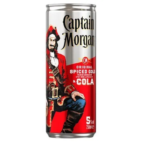 Captain Morgan Original Spiced Gold & Cola 5% vol 250ml Ready to Drink Pre-mix Can
