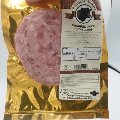 Pollok Williamson Butcher Chopped Pork Slices