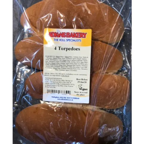 Adkins Bakery Torpedos Bread Rolls 4 Pack