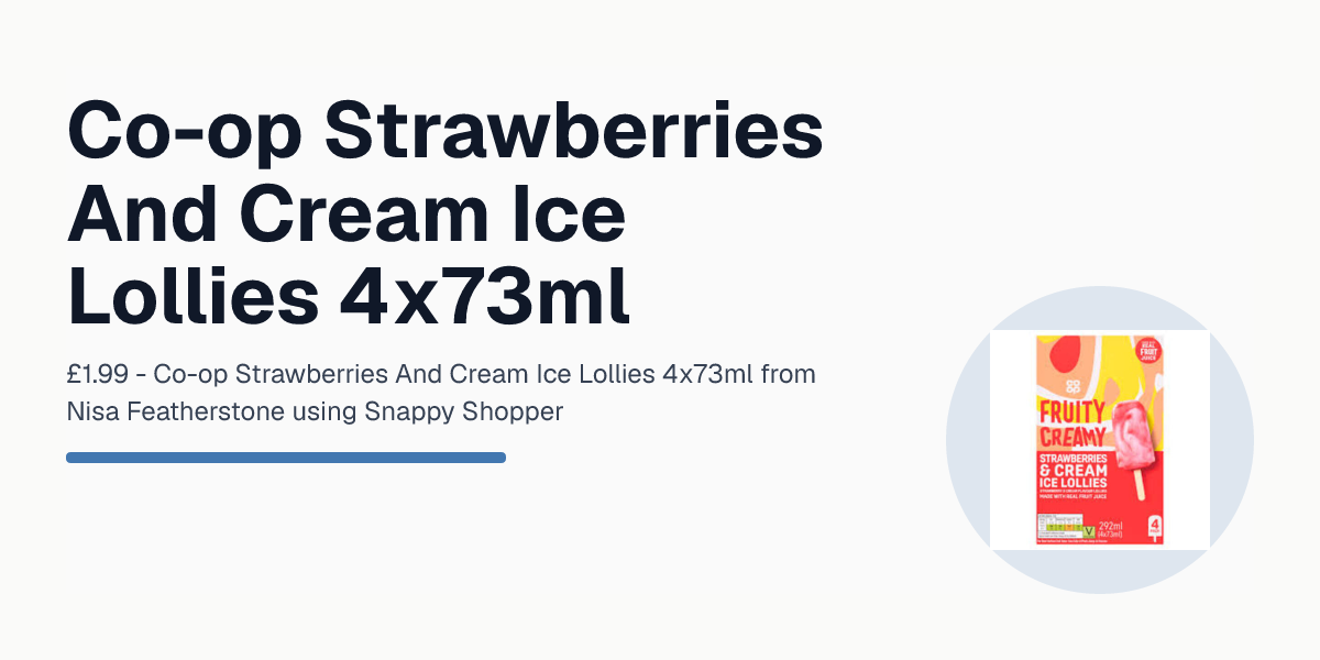 Co-op Strawberries And Cream Ice Lollies 4x73ml — Nisa Featherstone ...